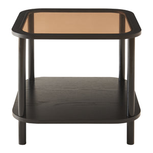 Beistelltisch Latama mit Glasplatte 51x51x45 cm Schwarz/Bronzeglas [en.casa]
