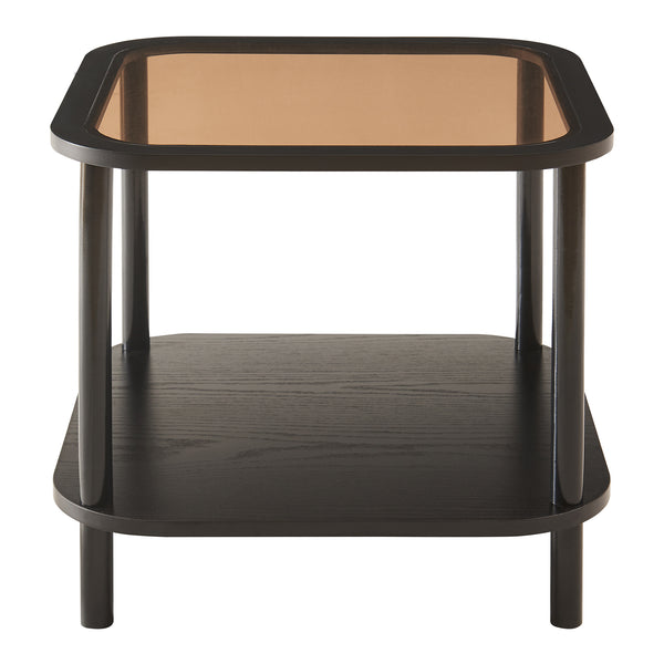 Beistelltisch Latama mit Glasplatte 51x51x45 cm Schwarz/Bronzeglas [en.casa]
