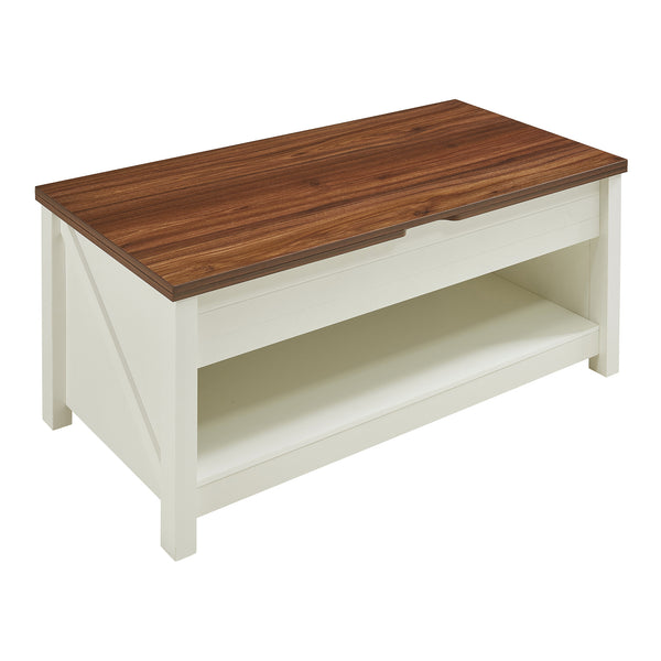Couchtisch Kasama mit Hebeplatte und Stauraum 110x55x54 cm Walnussoptik/Weiß [en.casa]