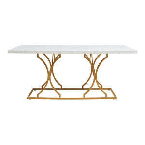 Esstisch Figa für 6 Personen Marmoroptik, weiß / Gold [en.casa]