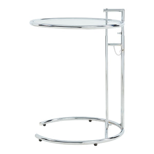 Höhenverstellbarer Beistelltisch Stare 50x57-77 cm Glas Transparent/Chromfarben [en.casa]