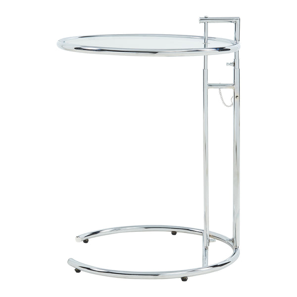 Höhenverstellbarer Beistelltisch Stare 50x57-77 cm Glas Transparent/Chromfarben [en.casa]