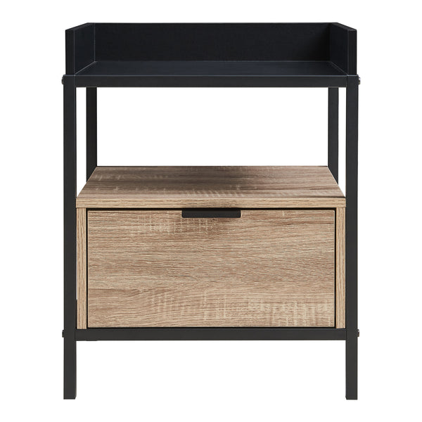 Nachttisch Belana 51x40x35 cm Schwarz/Eicheoptik [en.casa]