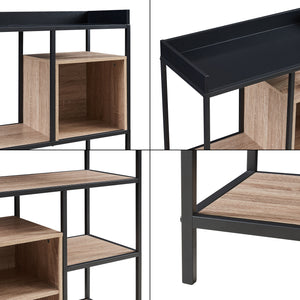 Standregal Belana 137x70x33 cm Schwarz/Eicheoptik [en.casa]