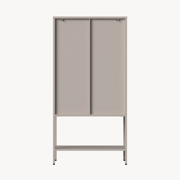 Vitrinenschrank Klippestad Stahl 160x80x35 cm Kamelfarben [en.casa]