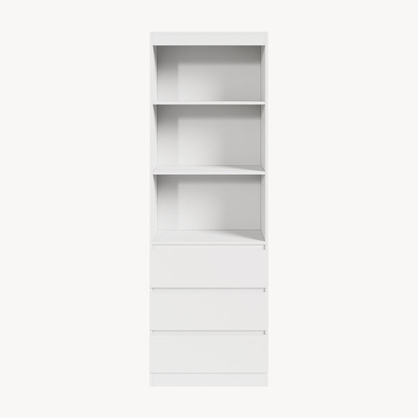Bücherregal Les mit 3 Schubladen 180x60x35 cm Weiß [en.casa]