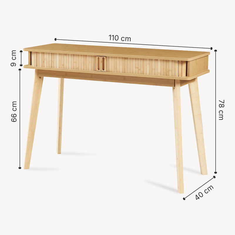 Maßskizze Konsolentisch Tysvær 110x40x78 cm Bambus [en.casa]