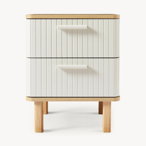 Nachttisch Ferrersp mit 2 Schubladen 50x40x40 cm Eicheoptik/Sandfarben [en.casa]