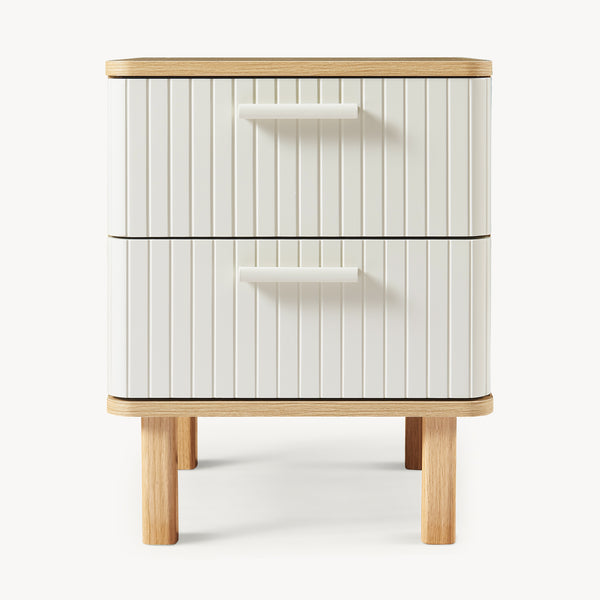 Nachttisch Ferrersp mit 2 Schubladen 50x40x40 cm Eicheoptik/Sandfarben [en.casa]