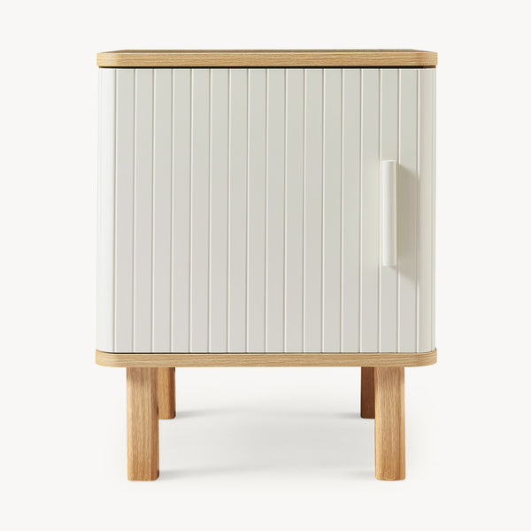 Nachtschrank Ferrersp mit Tür 50x40x40 cm Eicheoptik/Sandfarben [en.casa]