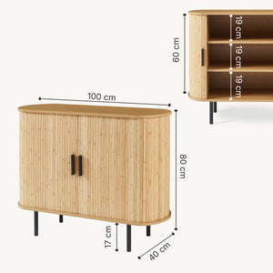 Beistellschrank Tvedestrand 100x40x80 cm Natur/Schwarz [en.casa]