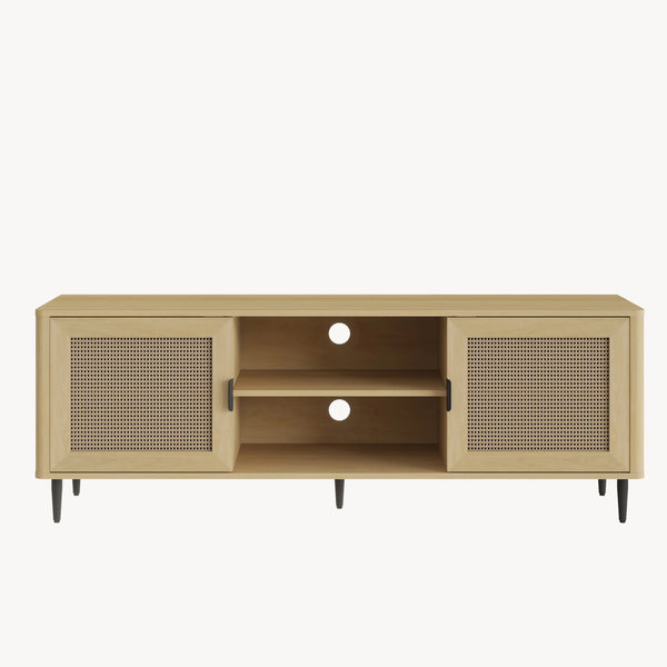 Fernsehschrank Lukhomso 152x40x54 cm Eicheoptik/Rattanoptik [en.casa]