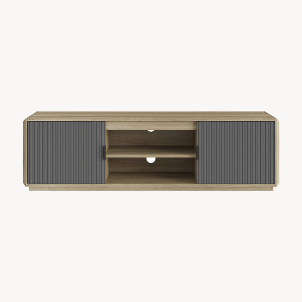 Fernsehschrank Trömi 150x40x43 cm Eicheoptik/Grau [en.casa]