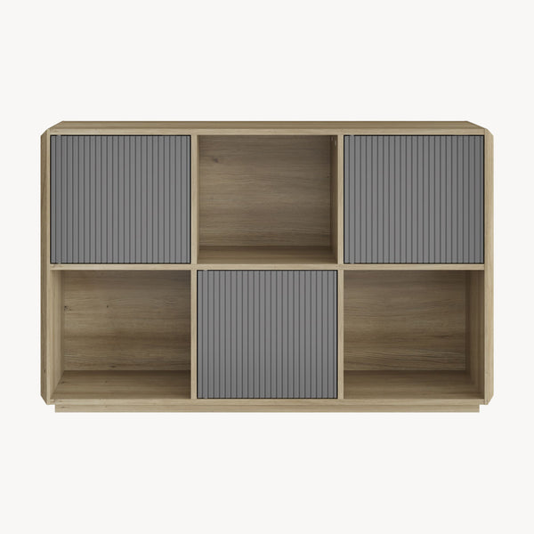 Sideboard Trömi 75x120x30 cm Eicheoptik/Grau [en.casa]