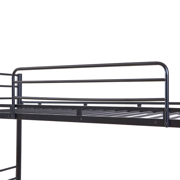 Metall-Etagenbett Bevapis mit 2 Matratzen 90x200 cm Schwarz [en.casa]