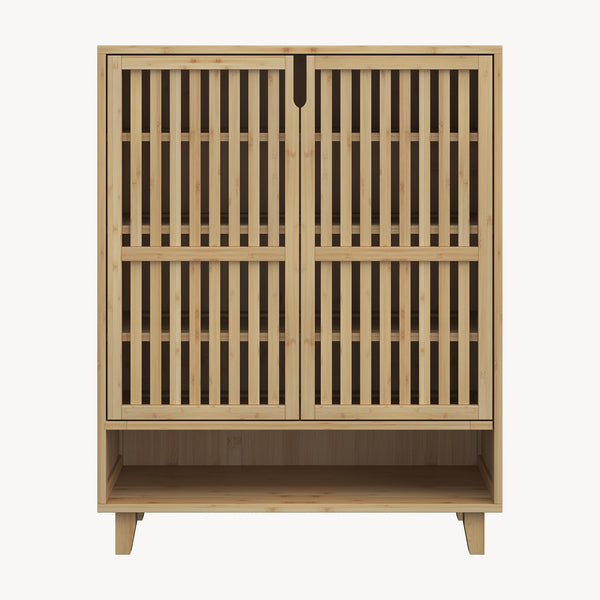 Schuhschrank Sirgerg 91x72x35 cm Bambus Natur [en.casa]