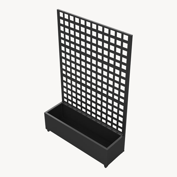Trennwand Toma mit Blumenkasten Stahl 190x82x38 cm Schwarz [casa.pro]