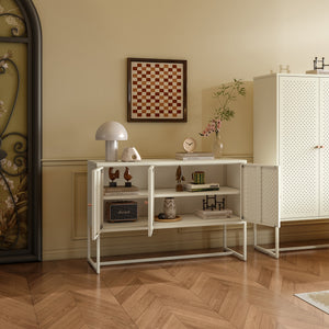 Sideboard Viitasaari 120x40x80 cm Stahl Cremeweiß [en.casa]