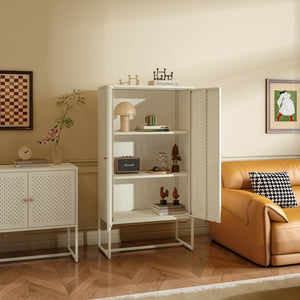 Highboard Viitasaari 150x80x40 cm Stahl Cremeweiß [en.casa]