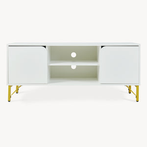 Fernsehschrank Reyri 120x39x52 cm Weiß/Goldfarben [en.casa]