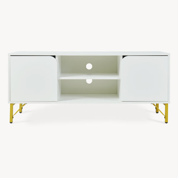 Fernsehschrank Reyri 120x39x52 cm Weiß/Goldfarben [en.casa]
