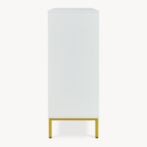 Sideboard Reyri 90x80x35 cm Weiß/Goldfarben [en.casa]