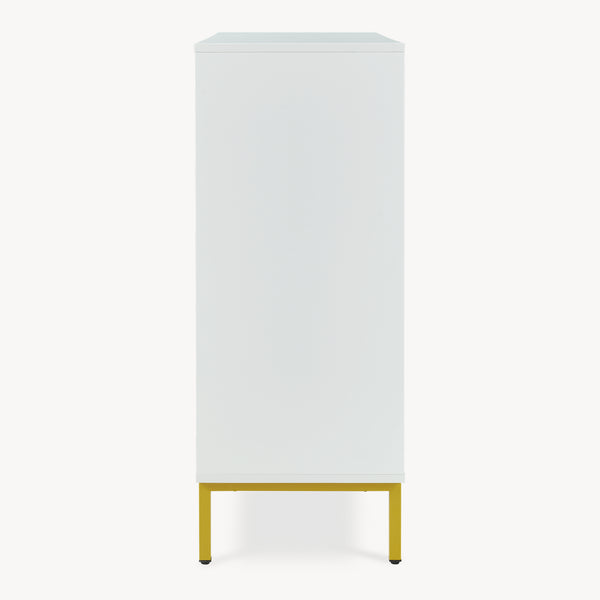 Sideboard Reyri 90x80x35 cm Weiß/Goldfarben [en.casa]