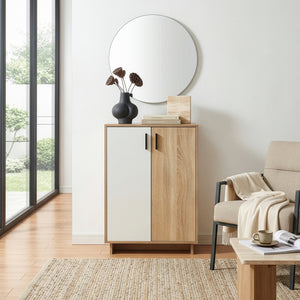 Beistellschrank Kenta 90x60x35 cm Sonoma-Eicheoptik/Weiß [en.casa]