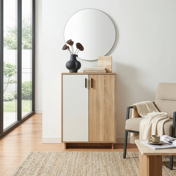 Beistellschrank Kenta 90x60x35 cm Sonoma-Eicheoptik/Weiß [en.casa]