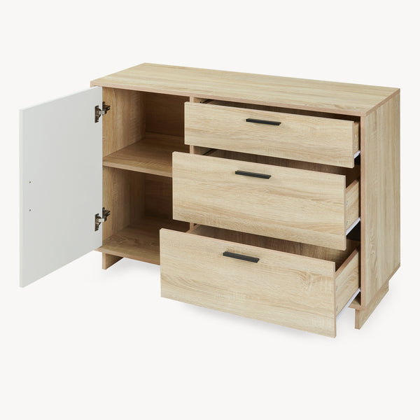 Sideboard Kenta 100x35x72 cm Sonoma-Eicheoptik/Weiß [en.casa]