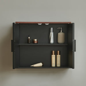 Spiegelschrank Trond 50x60x15 cm Schwarz/Walnussoptik [en.casa]