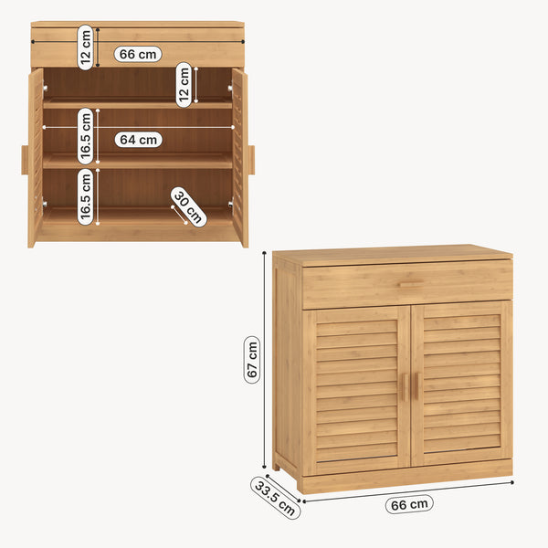 Schuhschrank Aarela 67x66x34 cm Bambus [en.casa]