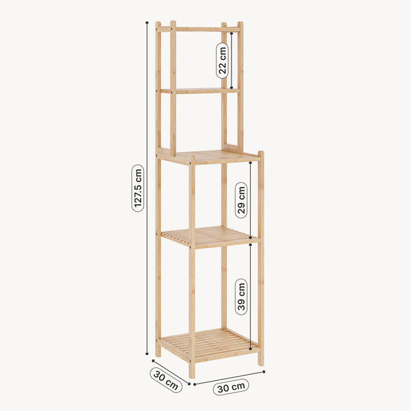 Badregal Anun 128x30x30 cm Bambus Natur [en.casa]