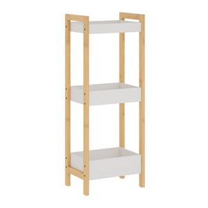 Badregal Anun mit 3 Ebenen 75x28x20 cm Bambus Natur/Weiß [en.casa]