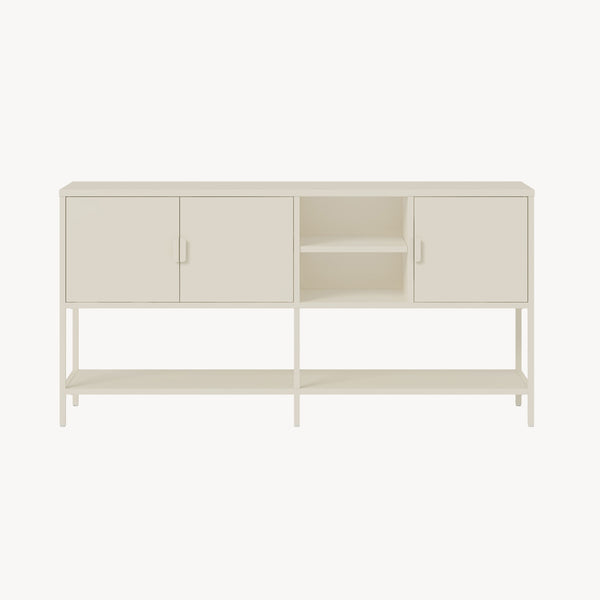 Sideboard Kliri Stahl 160x40x80 cm Cremeweiß [en.casa]