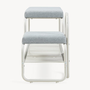 Schuhbank mit Kinderhocker Jässaatka Stahl 100x32x46 cm Grau [en.casa]