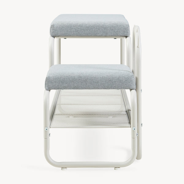 Schuhbank mit Kinderhocker Jässaatka Stahl 100x32x46 cm Grau [en.casa]