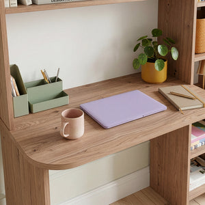Schreibtisch mit Regal Onega 143x114x40 cm Holzfarben [en.casa]