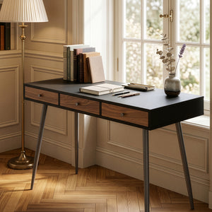 Schreibtisch Tumba 115x48x76 cm Schwarz/Walnussoptik [en.casa]