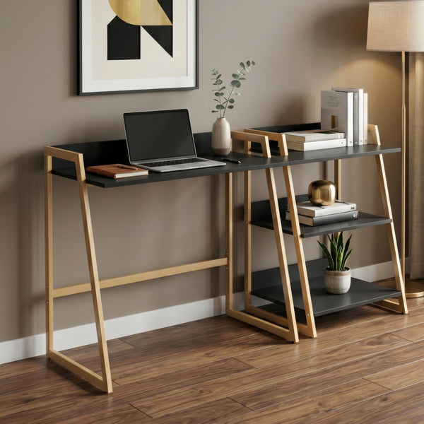 Schreibtisch Kuomi 84x73x47 cm Beige/Dunkelgrau [en.casa]
