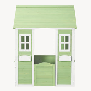 Kinderspielhaus Kuoldsvin Tannenholz 144x102x90 cm Grün/Weiß [en.casa]