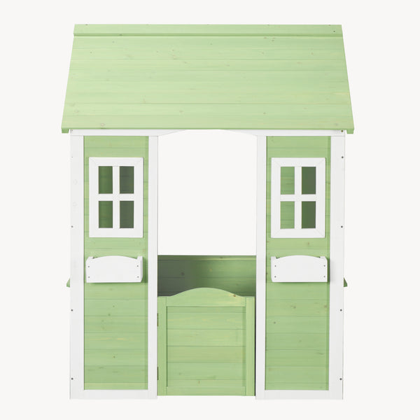 Kinderspielhaus Kuoldsvin Tannenholz 144x102x90 cm Grün/Weiß [en.casa]