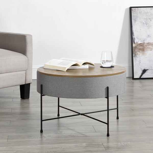 Couchtisch Tauranga Rund Wallnussoptik/Grau en.casa