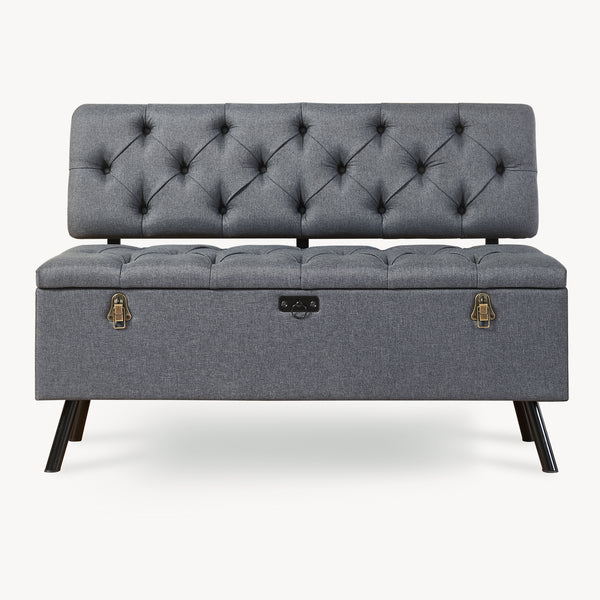 Sitztruhe Malmöhus 110x48x75cm Dunkelgrau [en.casa]