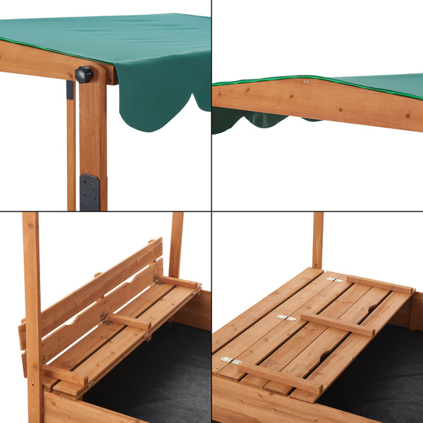 Sandkasten Pitsunda mit höhenverstellbarem Dach 145x118x118cm [en.casa]