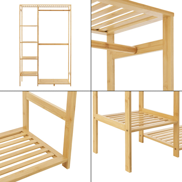 Garderobenständer Eurajoki 145x90x30 cm Bambus Natur [en.casa]