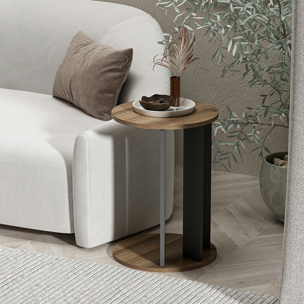 Beistelltisch Frederiksberg 64x34 cm Walnussoptik / Anthrazit [en.casa]