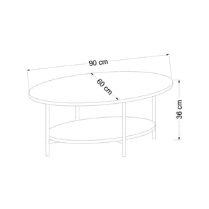 Couchtisch Fredericia mit unterer Ablage Eicheoptik / Weiß [en.casa]