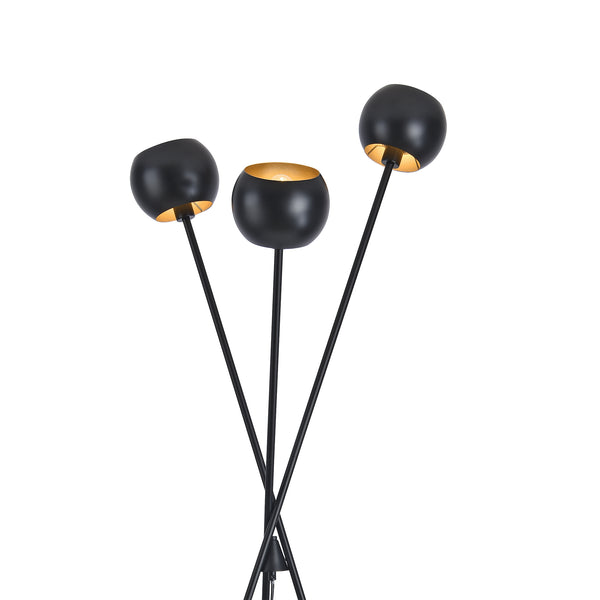 Stehlampe Nykvarn 3-flammig Schwarz / Goldfarben [lux.pro]