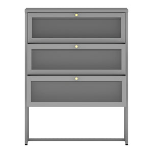 Büroschrank Sund mit 3 Schubladen 105x80x40 cm Grau [en.casa]